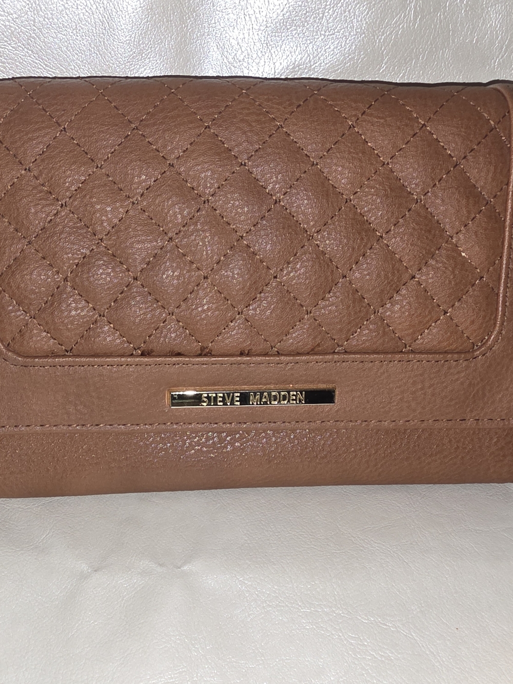 Steve Madden Quilted Brown with Gold Logo
